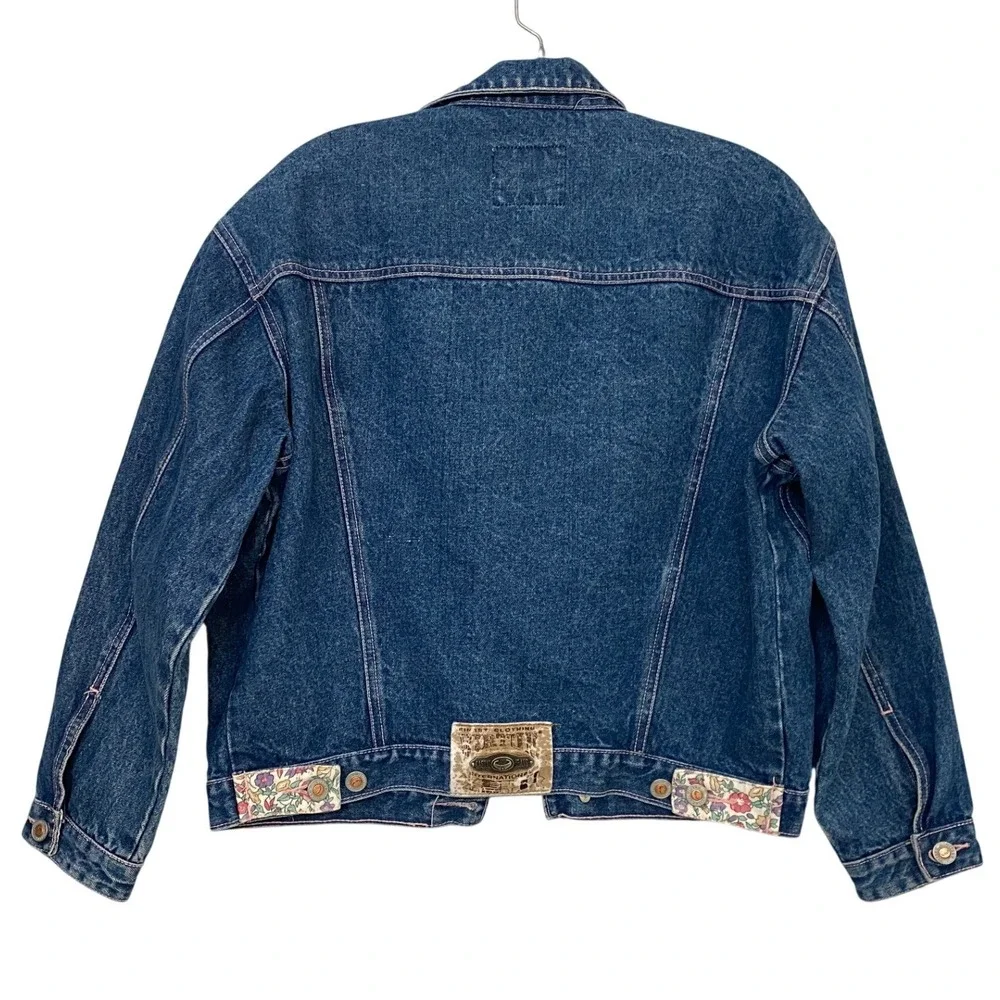 Virtue Jeans Casual Collection Denim Jacket Floral Print Pockets Lined 80s 90s M - Picture 6 of 9
